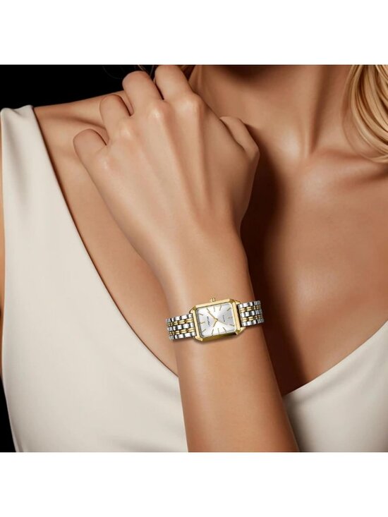 Dainty Gold-Tone Cheetah Watch for Women, Retro Rectangular Case, Stainless main image 5
